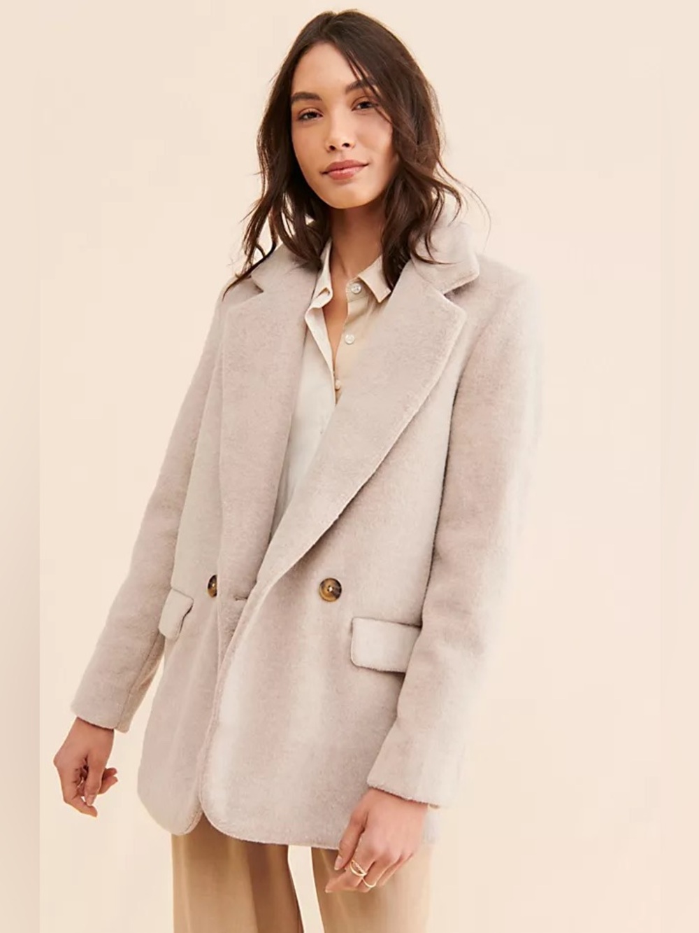 Free People Mari Blazer Coat in Beige - S